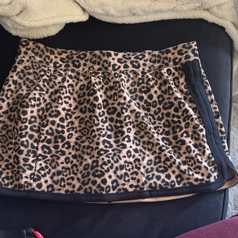 Joy Lab Leopard Print Mini Skort with Black Trim - Taupe/Black